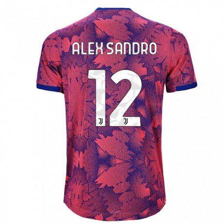 Kandiny Niño Camiseta Alex Sandro #12 Rosa Rojo Azul Equipación Tercera 2022/23 La Camisa Chile