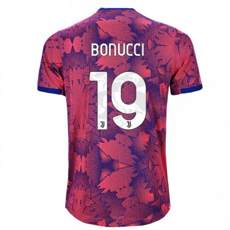 Kandiny Niño Camiseta Leonardo Bonucci #19 Rosa Rojo Azul Equipación Tercera 2022/23 La Camisa Chile