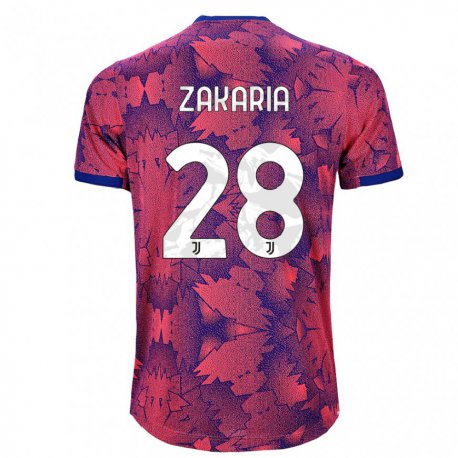 Kandiny Niño Camiseta Denis Zakaria #28 Rosa Rojo Azul Equipación Tercera 2022/23 La Camisa Chile
