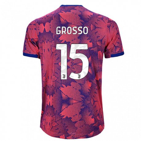 Kandiny Niño Camiseta Julia Grosso #15 Rosa Rojo Azul Equipación Tercera 2022/23 La Camisa Chile