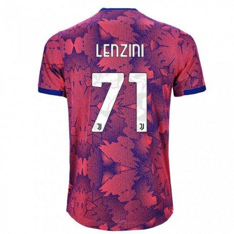 Kandiny Niño Camiseta Martina Lenzini #71 Rosa Rojo Azul Equipación Tercera 2022/23 La Camisa Chile