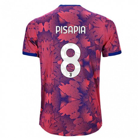 Kandiny Niño Camiseta Luciano Pisapia #8 Rosa Rojo Azul Equipación Tercera 2022/23 La Camisa Chile