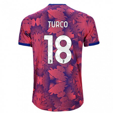 Kandiny Niño Camiseta Nicolo Turco #18 Rosa Rojo Azul Equipación Tercera 2022/23 La Camisa Chile