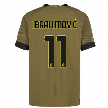 Kandiny Niño Camiseta Zlatan Ibrahimovic #11 Verde Oscuro Negro Equipación Tercera 2022/23 La Camisa Chile