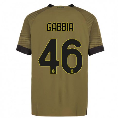 Kandiny Niño Camiseta Matteo Gabbia #46 Verde Oscuro Negro Equipación Tercera 2022/23 La Camisa Chile