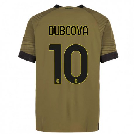 Kandiny Niño Camiseta Kamila Dubcova #10 Verde Oscuro Negro Equipación Tercera 2022/23 La Camisa Chile