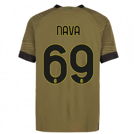 Kandiny Niño Camiseta Lapo Nava #69 Verde Oscuro Negro Equipación Tercera 2022/23 La Camisa Chile