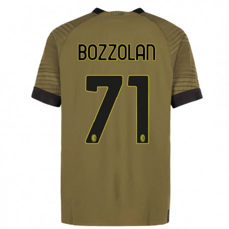 Kandiny Niño Camiseta Andrea Bozzolan #71 Verde Oscuro Negro Equipación Tercera 2022/23 La Camisa Chile