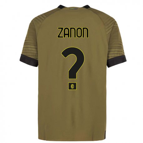 Kandiny Niño Camiseta Thomas Zanon #0 Verde Oscuro Negro Equipación Tercera 2022/23 La Camisa Chile