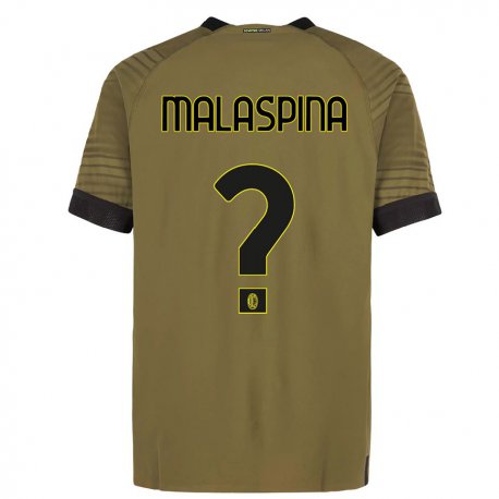 Kandiny Niño Camiseta Mattia Malaspina #0 Verde Oscuro Negro Equipación Tercera 2022/23 La Camisa Chile