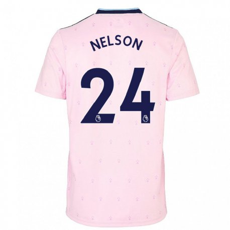 Kandiny Niño Camiseta Reiss Nelson #24 Rosa Azul Marino Equipación Tercera 2022/23 La Camisa Chile