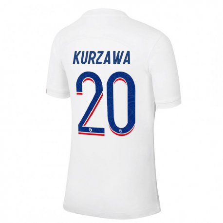 Kandiny Niño Camiseta Layvin Kurzawa #20 Azul Blanco Equipación Tercera 2022/23 La Camisa Chile