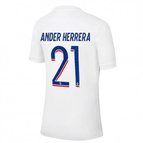 Kandiny Niño Camiseta Ander Herrera #21 Azul Blanco Equipación Tercera 2022/23 La Camisa Chile