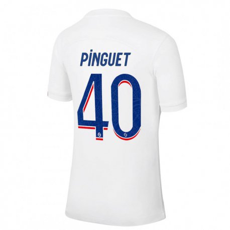 Kandiny Niño Camiseta Alice Pinguet #40 Azul Blanco Equipación Tercera 2022/23 La Camisa Chile