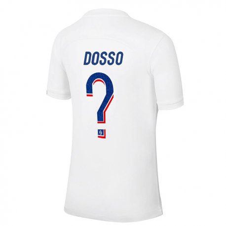 Kandiny Niño Camiseta Aboubaka Dosso #0 Azul Blanco Equipación Tercera 2022/23 La Camisa Chile