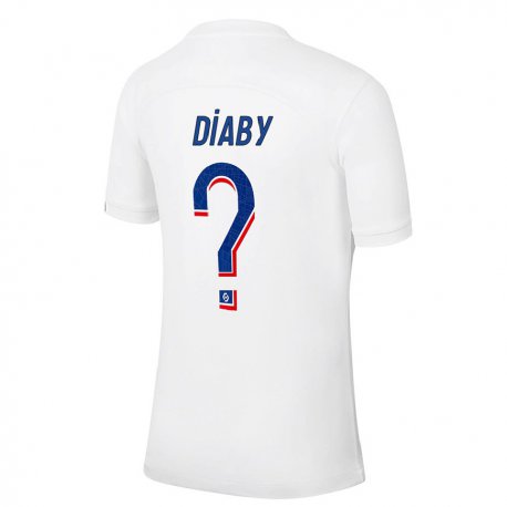 Kandiny Niño Camiseta Ibrahima Diaby #0 Azul Blanco Equipación Tercera 2022/23 La Camisa Chile