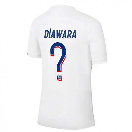 Kandiny Niño Camiseta Lahna Diawara #0 Azul Blanco Equipación Tercera 2022/23 La Camisa Chile