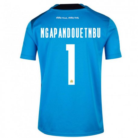 Kandiny Niño Camiseta Simon Ngapandouetnbu #1 Blanco Azul Oscuro Equipación Tercera 2022/23 La Camisa Chile
