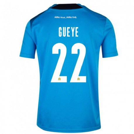 Kandiny Niño Camiseta Pape Gueye #22 Blanco Azul Oscuro Equipación Tercera 2022/23 La Camisa Chile