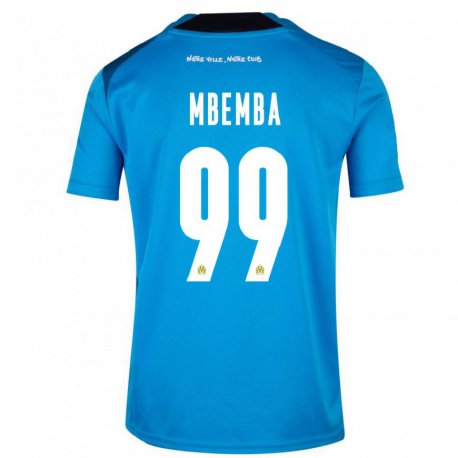 Kandiny Niño Camiseta Chancel Mbemba #99 Blanco Azul Oscuro Equipación Tercera 2022/23 La Camisa Chile