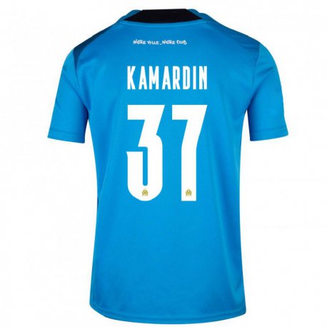 Kandiny Niño Camiseta Aaron Kamardin #37 Blanco Azul Oscuro Equipación Tercera 2022/23 La Camisa Chile