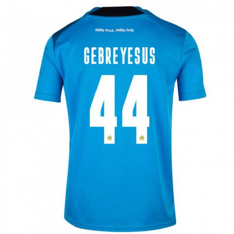 Kandiny Niño Camiseta Esey Gebreyesus #44 Blanco Azul Oscuro Equipación Tercera 2022/23 La Camisa Chile