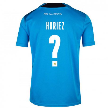 Kandiny Niño Camiseta Evan Huriez #0 Blanco Azul Oscuro Equipación Tercera 2022/23 La Camisa Chile