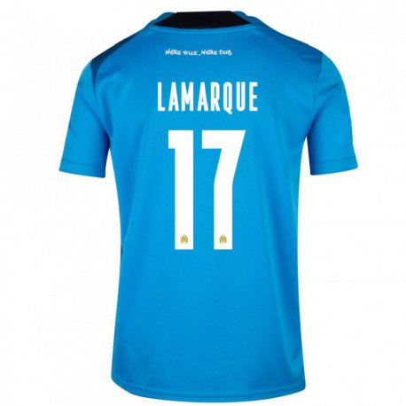 Kandiny Niño Camiseta Alais Lamarque #17 Blanco Azul Oscuro Equipación Tercera 2022/23 La Camisa Chile