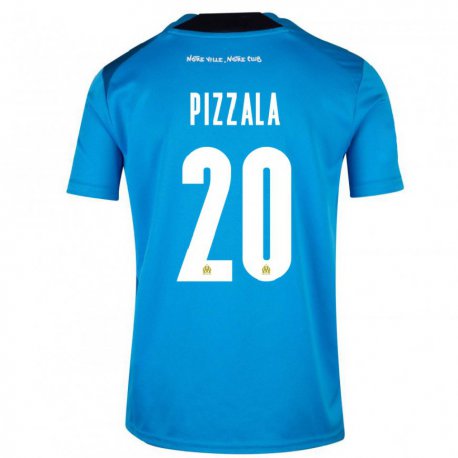 Kandiny Niño Camiseta Caroline Pizzala #20 Blanco Azul Oscuro Equipación Tercera 2022/23 La Camisa Chile