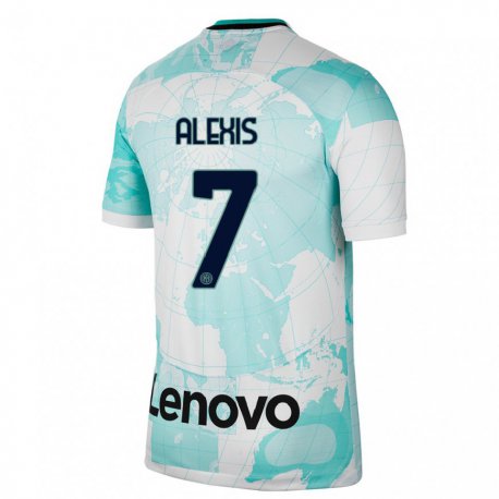 Kandiny Hombre Camiseta Alexis Sanchez #7 Verde Claro Blanco Equipación Tercera 2022/23 La Camisa Chile
