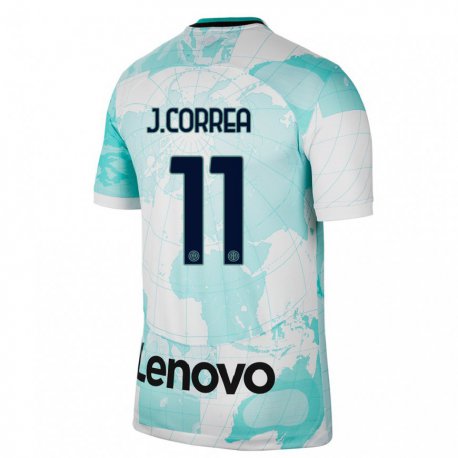 Kandiny Hombre Camiseta Joaquin Correa #11 Verde Claro Blanco Equipación Tercera 2022/23 La Camisa Chile