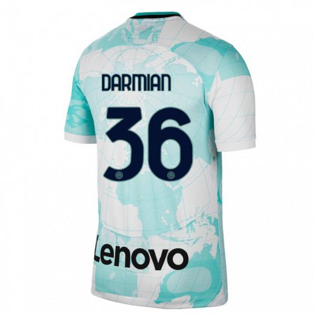 Kandiny Hombre Camiseta Matteo Darmian #36 Verde Claro Blanco Equipación Tercera 2022/23 La Camisa Chile