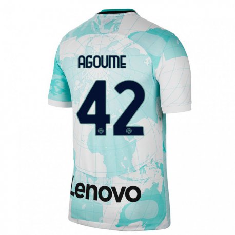 Kandiny Hombre Camiseta Lucien Agoume #42 Verde Claro Blanco Equipación Tercera 2022/23 La Camisa Chile