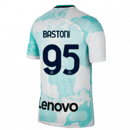 Kandiny Hombre Camiseta Alessandro Bastoni #95 Verde Claro Blanco Equipación Tercera 2022/23 La Camisa Chile