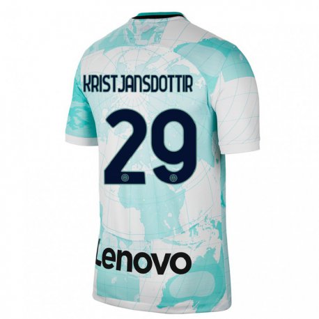 Kandiny Hombre Camiseta Anna Bjork Kristjansdottir #29 Verde Claro Blanco Equipación Tercera 2022/23 La Camisa Chile