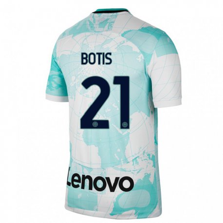 Kandiny Hombre Camiseta Nikolaos Botis #21 Verde Claro Blanco Equipación Tercera 2022/23 La Camisa Chile