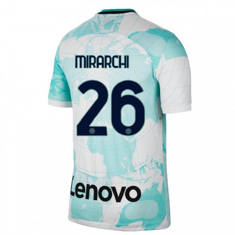 Kandiny Hombre Camiseta Mattia Mirarchi #26 Verde Claro Blanco Equipación Tercera 2022/23 La Camisa Chile