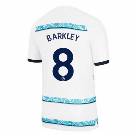Kandiny Hombre Camiseta Ross Barkley #8 Blanco Azul Claro Equipación Tercera 2022/23 La Camisa Chile