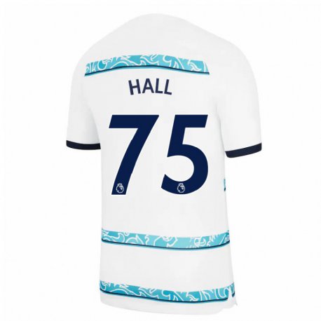 Kandiny Hombre Camiseta Lewis Hall #75 Blanco Azul Claro Equipación Tercera 2022/23 La Camisa Chile