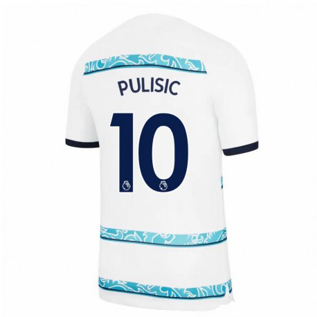 Kandiny Hombre Camiseta Christian Pulisic #10 Blanco Azul Claro Equipación Tercera 2022/23 La Camisa Chile