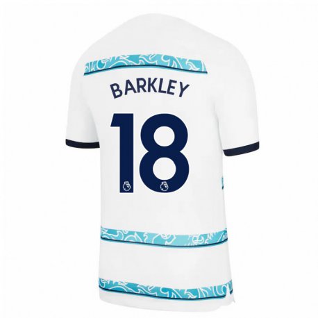 Kandiny Hombre Camiseta Ross Barkley #18 Blanco Azul Claro Equipación Tercera 2022/23 La Camisa Chile
