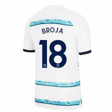 Kandiny Hombre Camiseta Armando Broja #18 Blanco Azul Claro Equipación Tercera 2022/23 La Camisa Chile