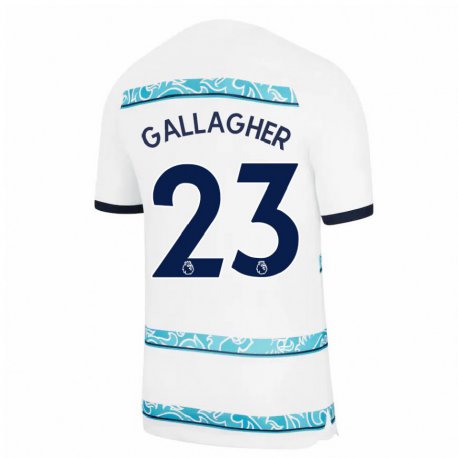 Kandiny Hombre Camiseta Conor Gallagher #23 Blanco Azul Claro Equipación Tercera 2022/23 La Camisa Chile