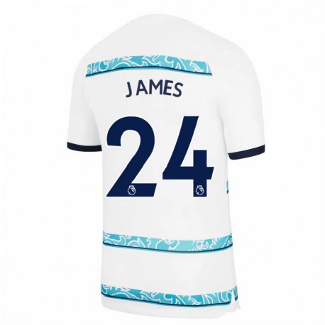 Kandiny Hombre Camiseta Reece James #24 Blanco Azul Claro Equipación Tercera 2022/23 La Camisa Chile