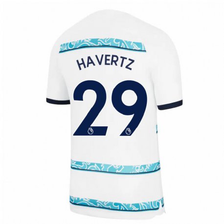 Kandiny Hombre Camiseta Kai Havertz #29 Blanco Azul Claro Equipación Tercera 2022/23 La Camisa Chile