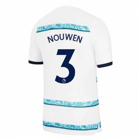 Kandiny Hombre Camiseta Aniek Nouwen #3 Blanco Azul Claro Equipación Tercera 2022/23 La Camisa Chile
