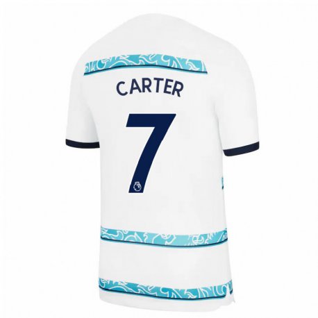 Kandiny Hombre Camiseta Jessica Carter #7 Blanco Azul Claro Equipación Tercera 2022/23 La Camisa Chile