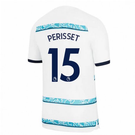 Kandiny Hombre Camiseta Eve Perisset #15 Blanco Azul Claro Equipación Tercera 2022/23 La Camisa Chile