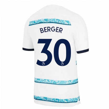 Kandiny Hombre Camiseta Ann-katrin Berger #30 Blanco Azul Claro Equipación Tercera 2022/23 La Camisa Chile