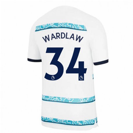 Kandiny Hombre Camiseta Charlotte Wardlaw #34 Blanco Azul Claro Equipación Tercera 2022/23 La Camisa Chile